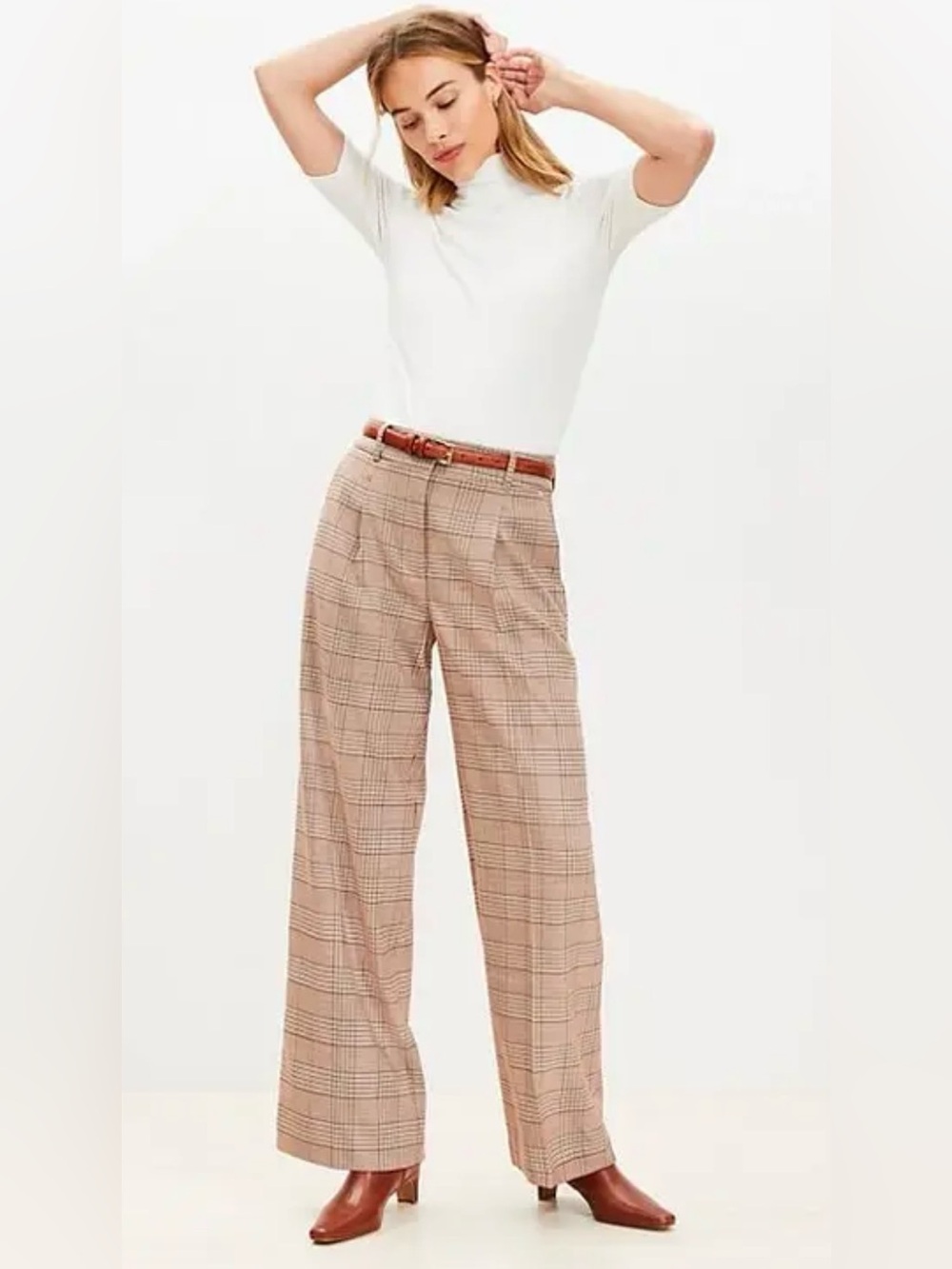 NWOT LOFT The Peyton Trouser Brown Plaid 4P
